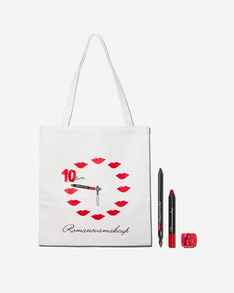 Шоппер, помада, карандаш для губ, точилка