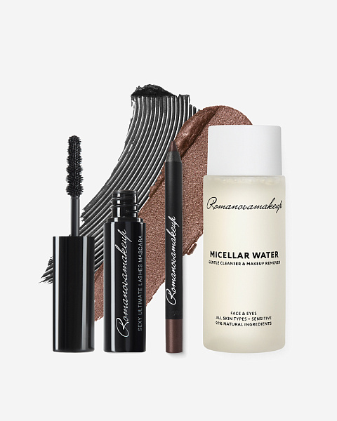 Тушь для ресниц, карандаш для глаз, мицеллярная вода ПУТЕШЕСТВУЕМ НАЛЕГКЕ